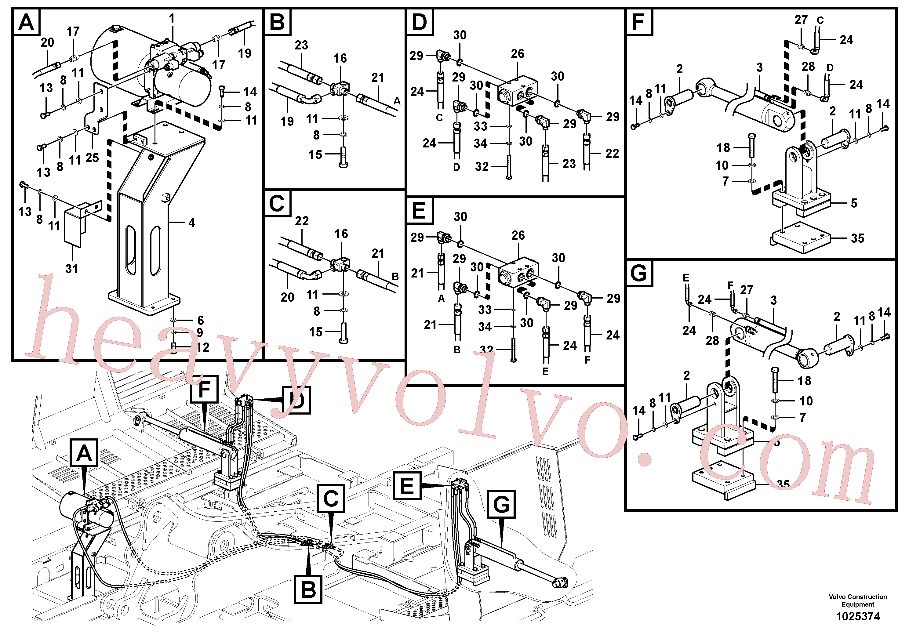 VOE936205 for Volvo Working hydraulics, Gullwing tilting device(1025374 assembly)