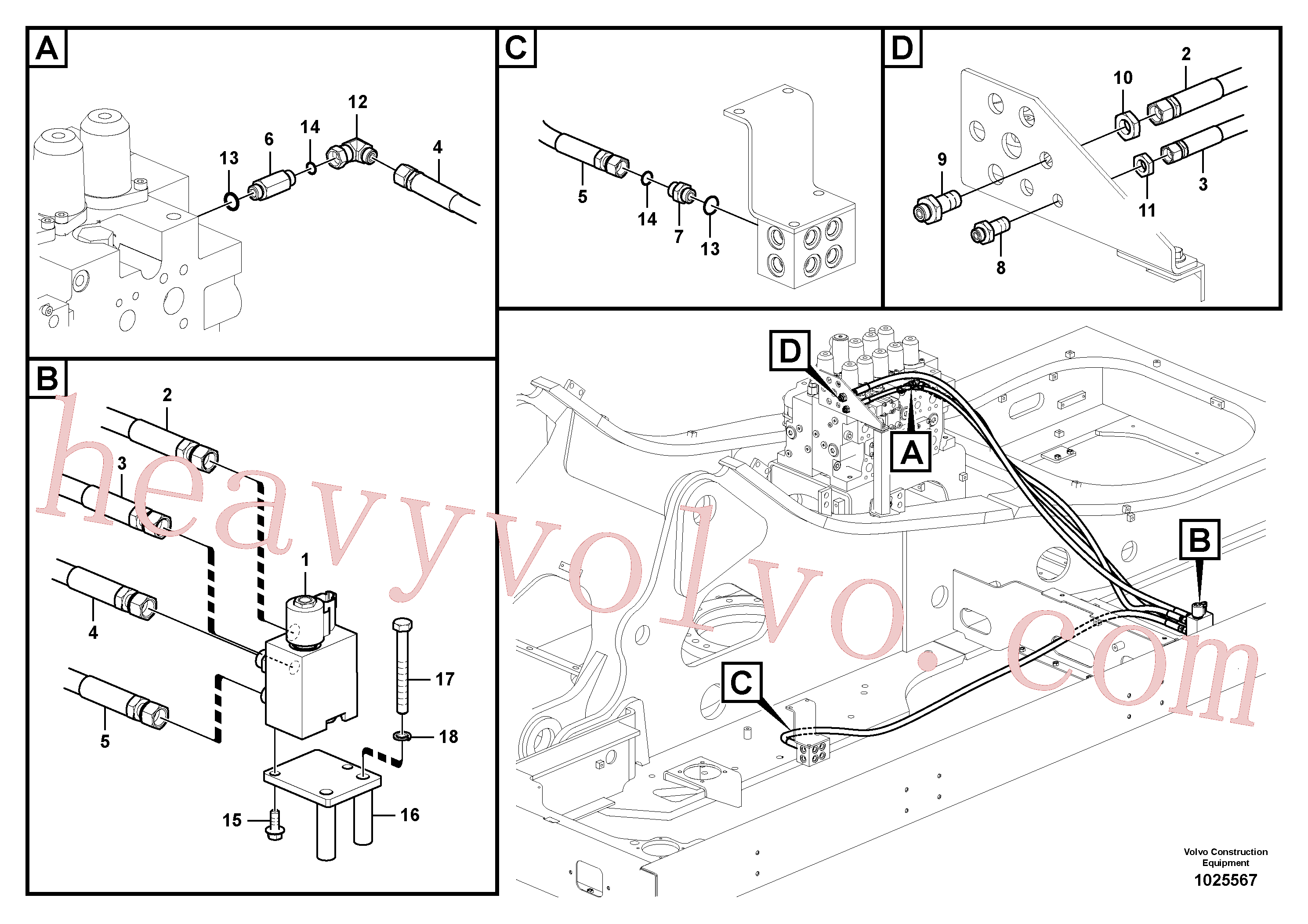 VOE936205 Hose assembly for Volvo Excavator Parts