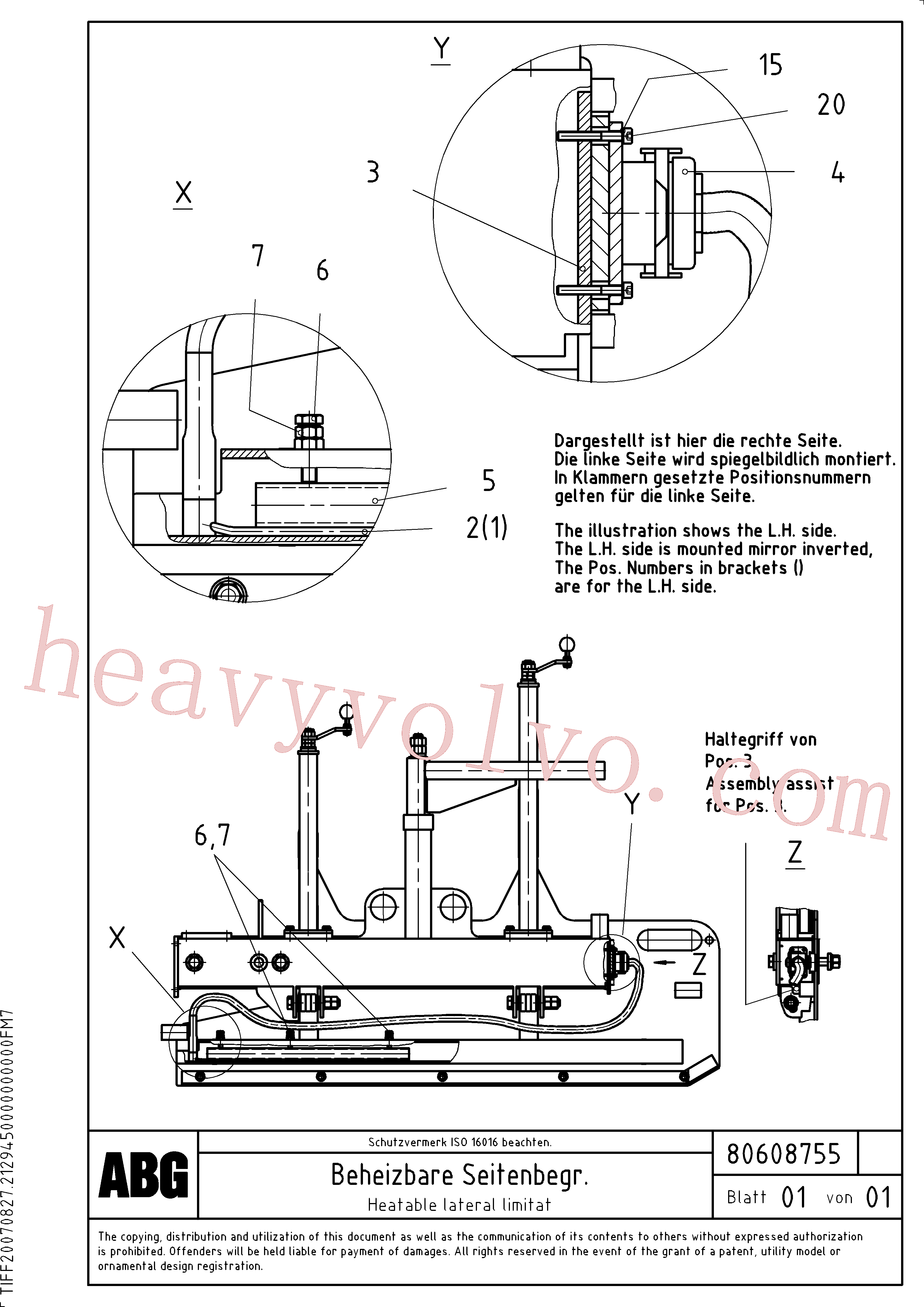 RM80633217 Heater, Heating pipe for Volvo Excavator spare