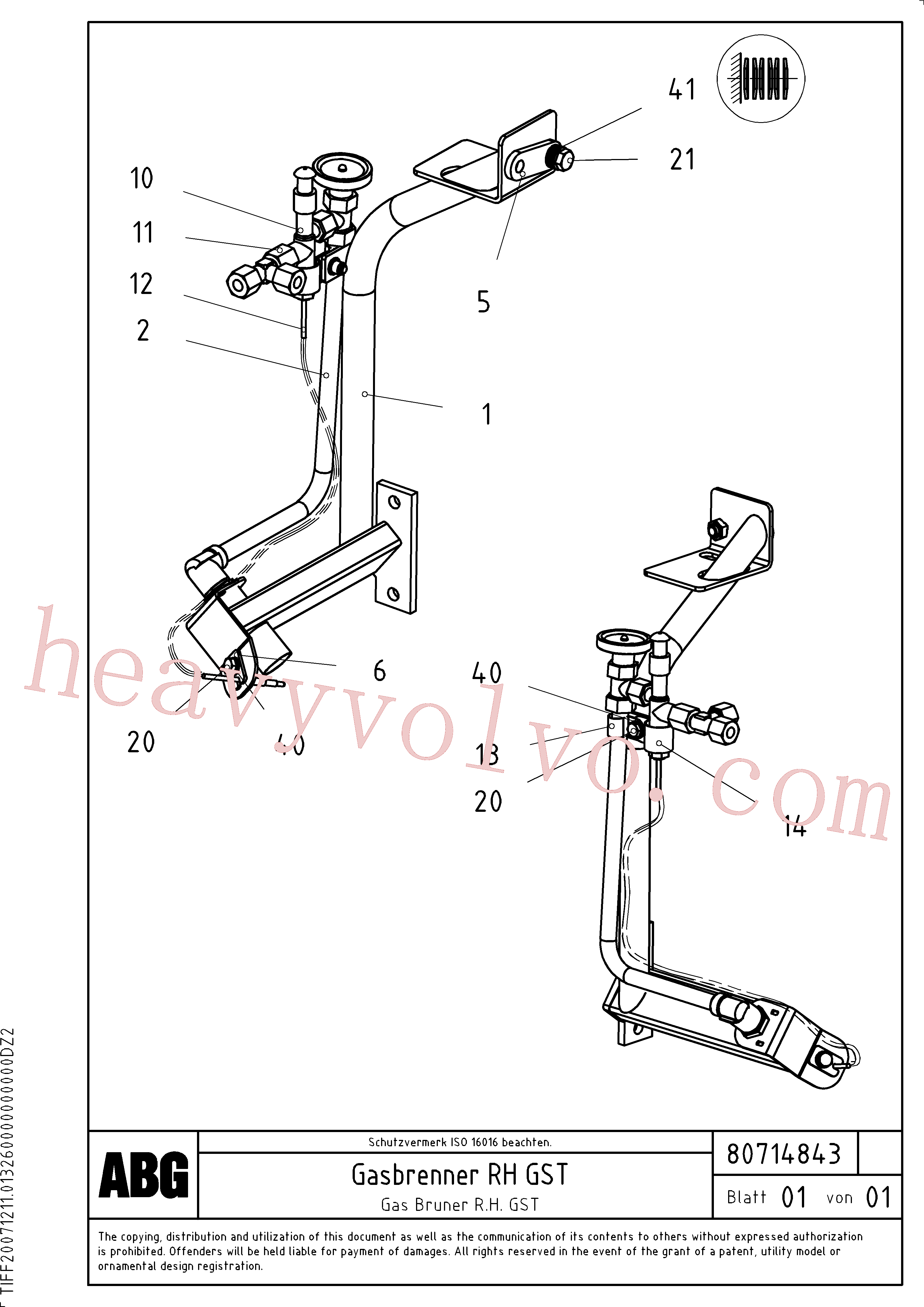 Volvo excavator part RM13966445 Burner for sale