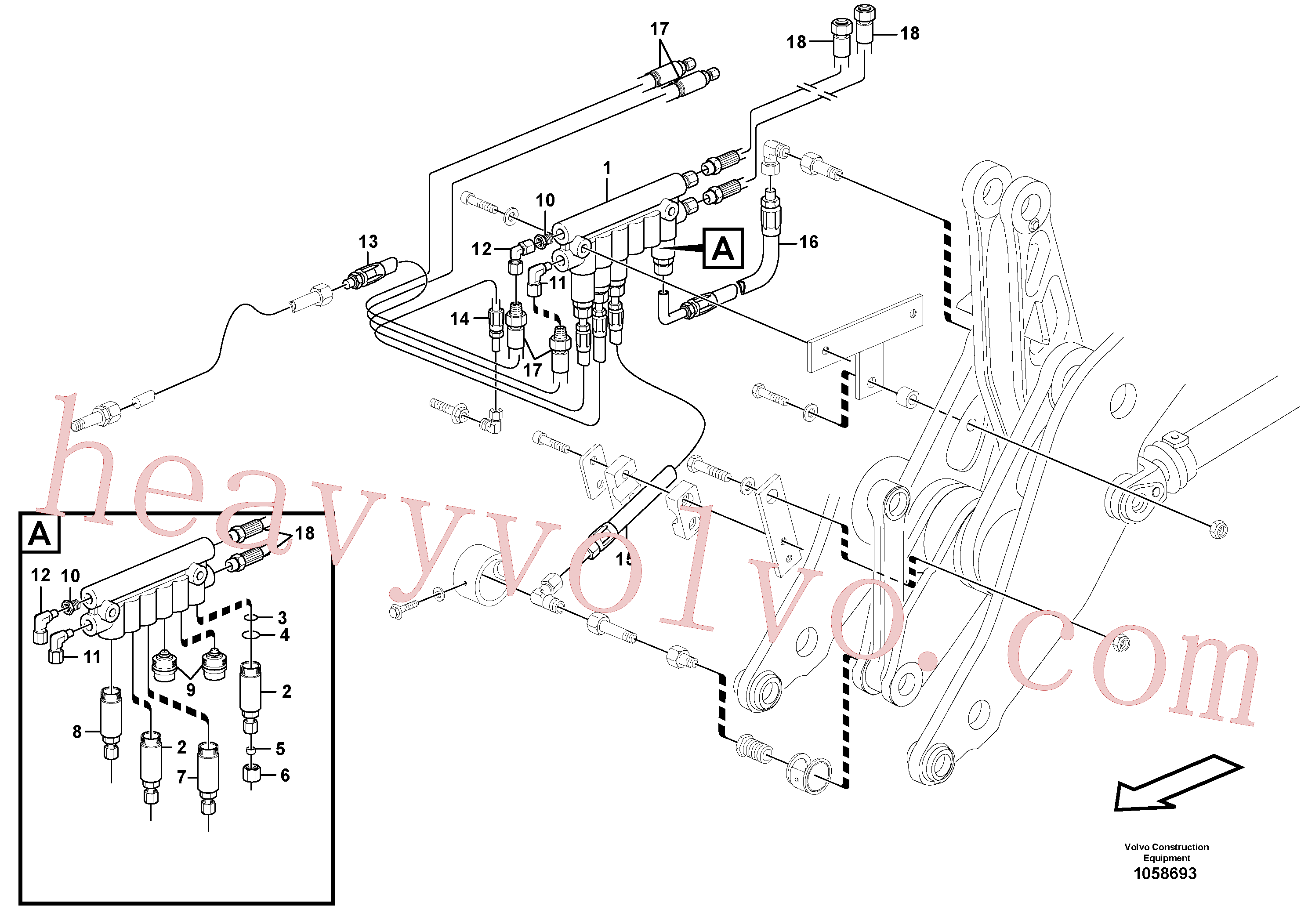 Volvo excavator part VOE11432340 Hose for sale