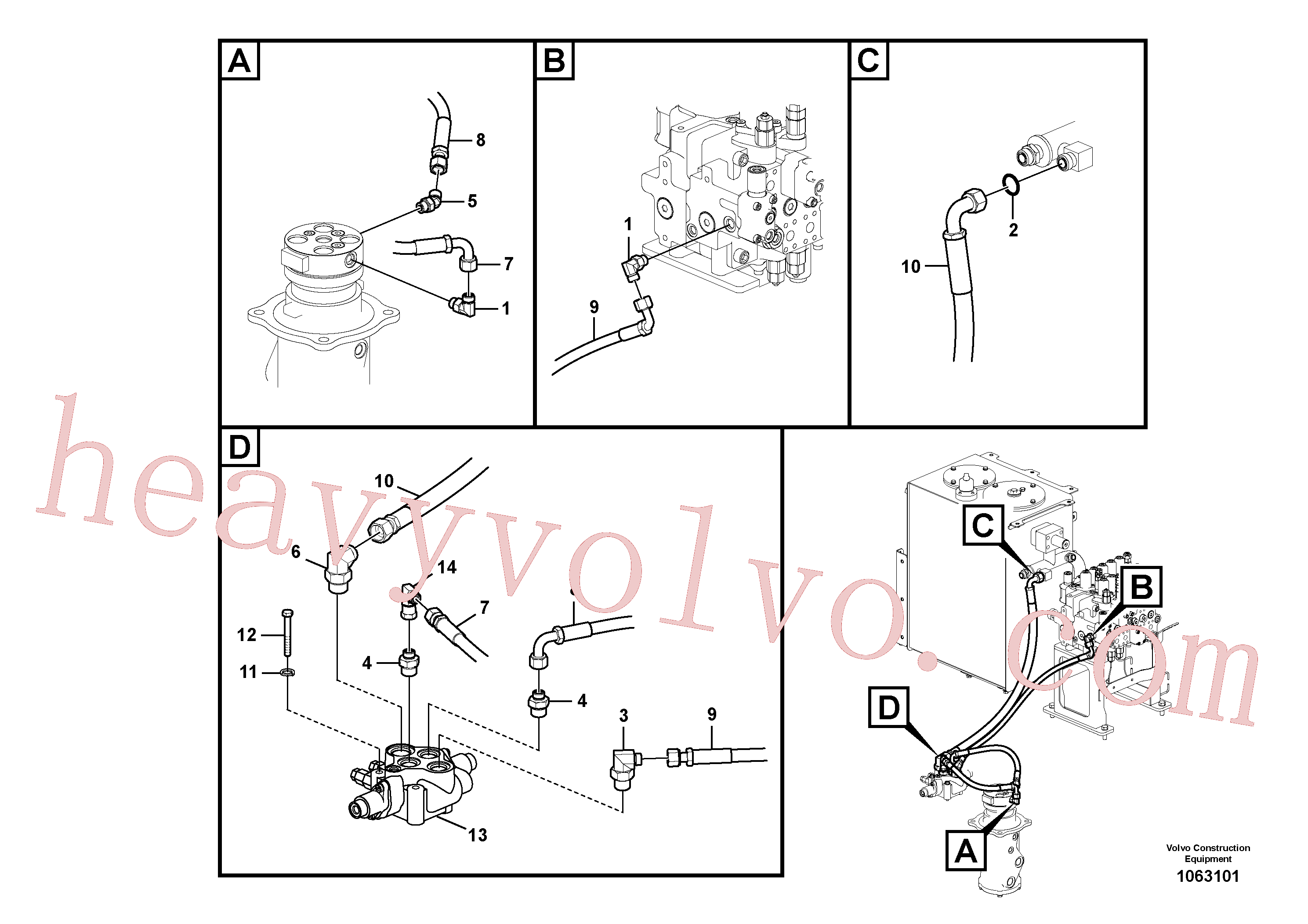China Made VOE938289 Hose assembly parts for Volvo Excavator