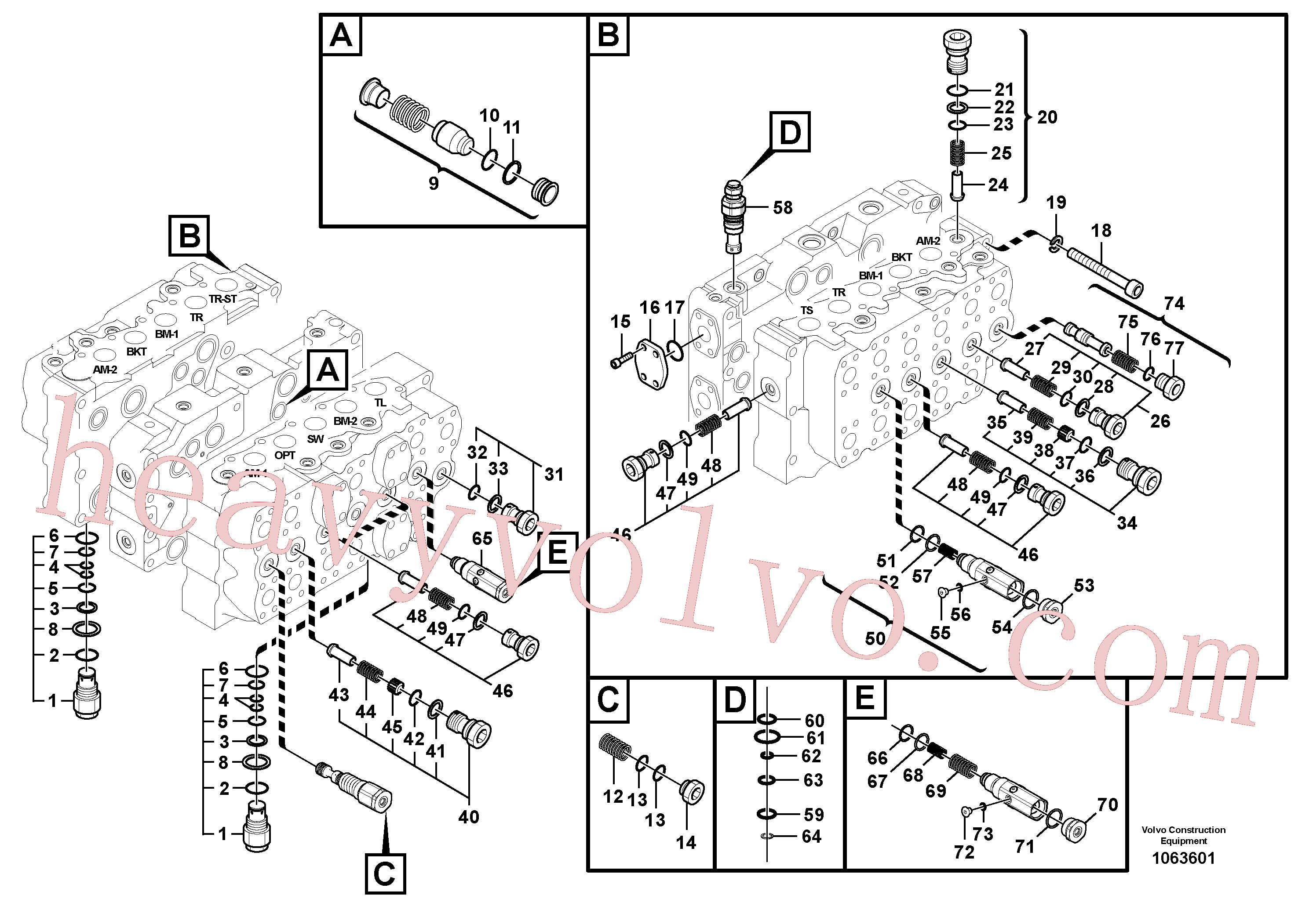 VOE14597216 Non-return valve for Volvo Excavator Parts