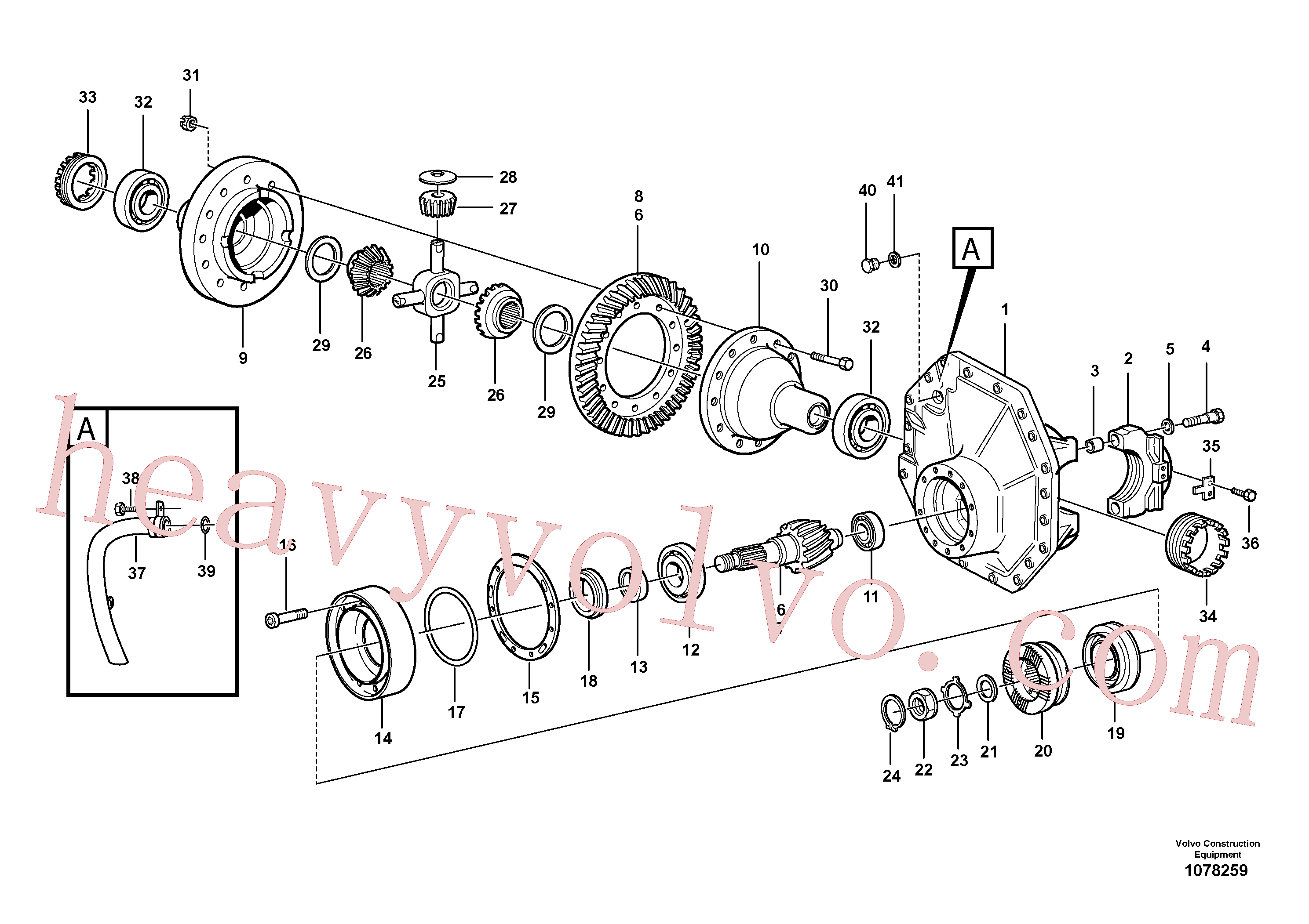 VOE11103175 Differential side gear for Volvo Excavator Parts