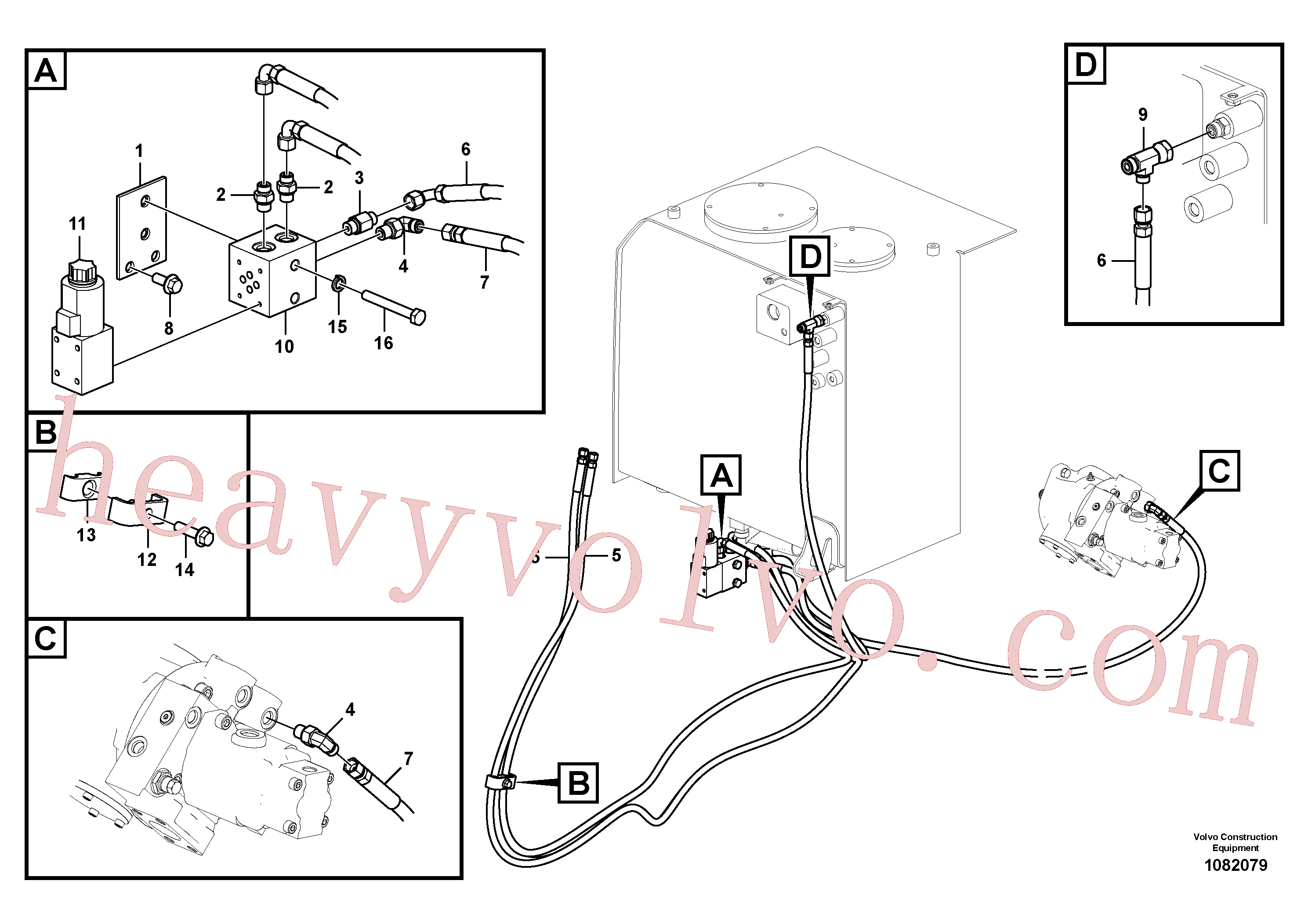 VOE14528854 for Volvo Working hydraulic, quick fit on upper frame(1082079 assembly)