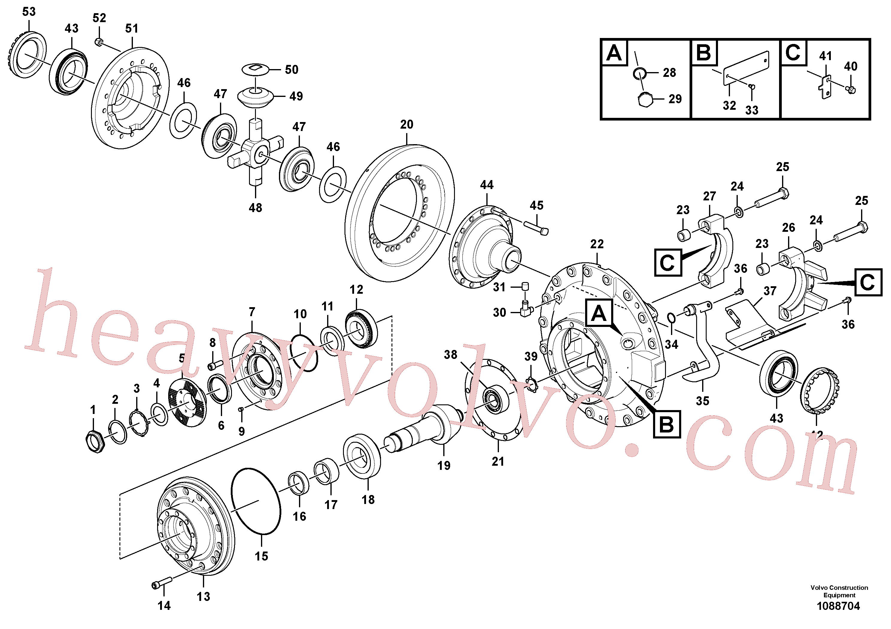 VOE11103175 Differential side gear for Volvo Excavator Parts
