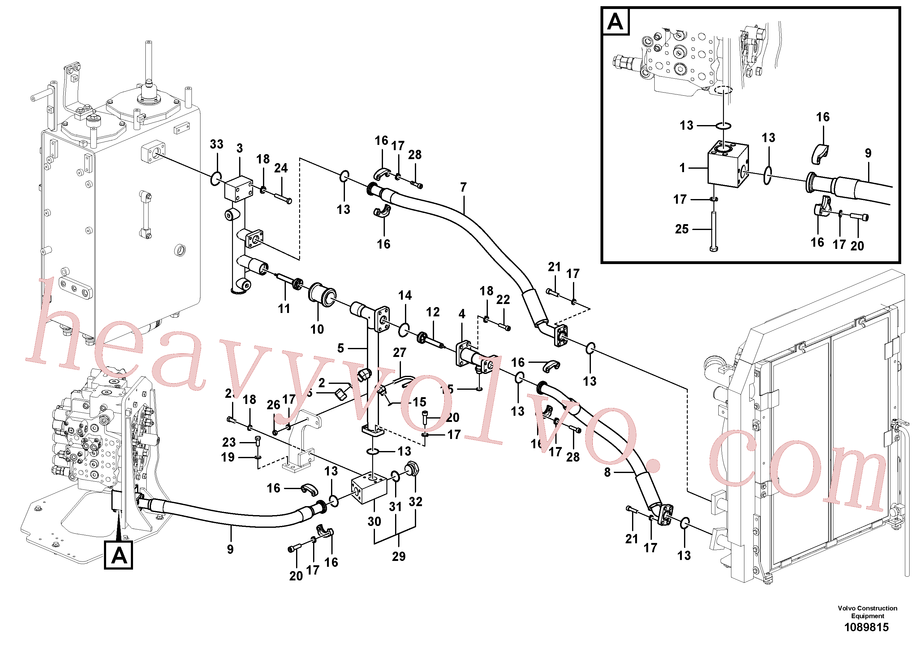 VOE14880633 for Volvo Hydraulic system, hydraulic tank to hydraulic oil cooler(1089815 assembly)