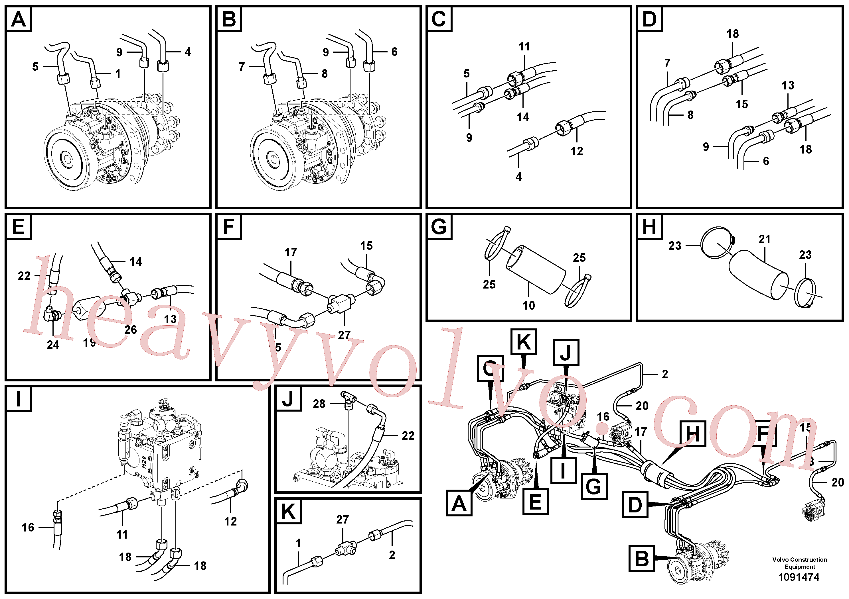 Volvo excavator part RM54537105 Hose assembly for sale