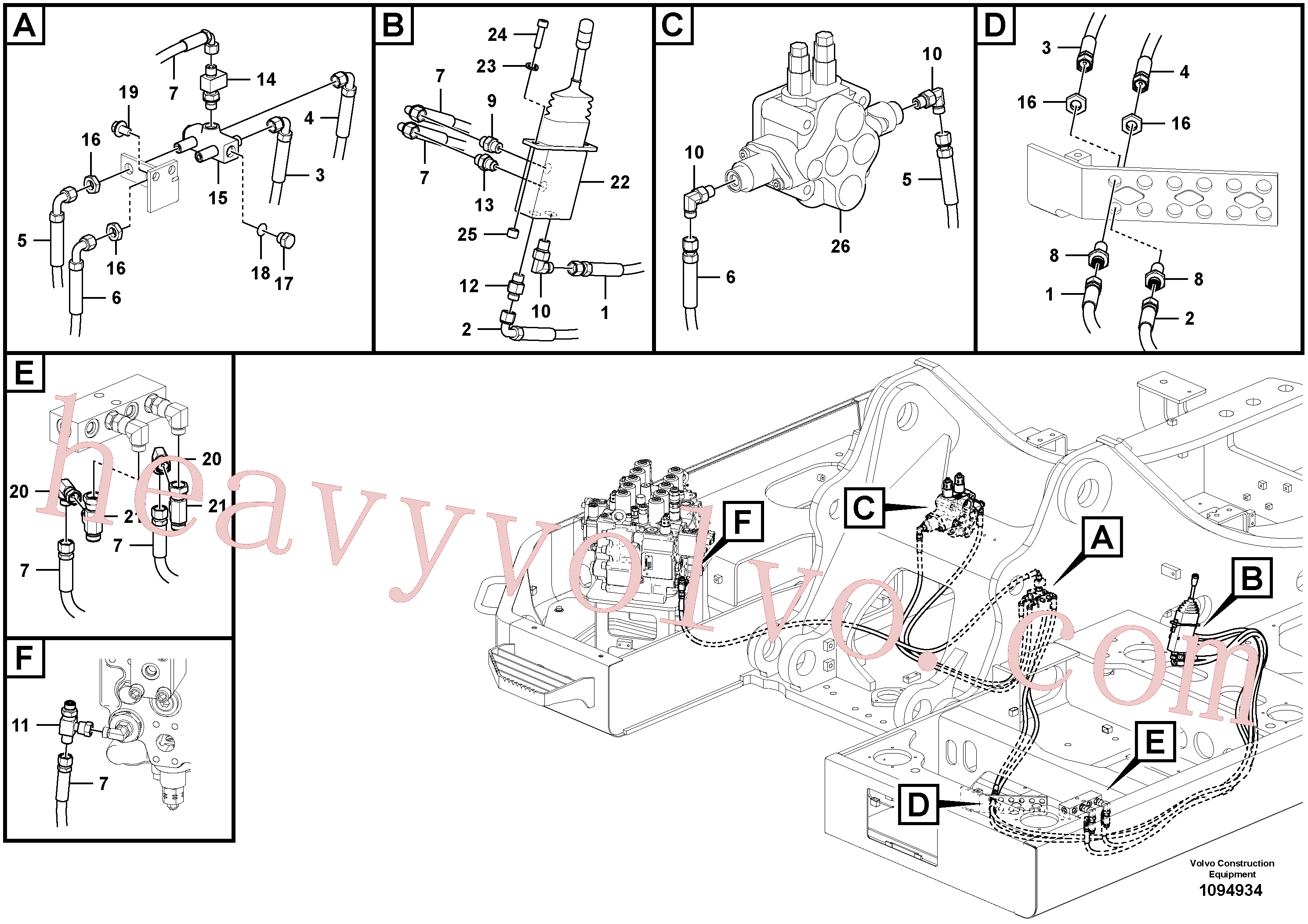 Volvo excavator part VOE14594261 Control valve for sale