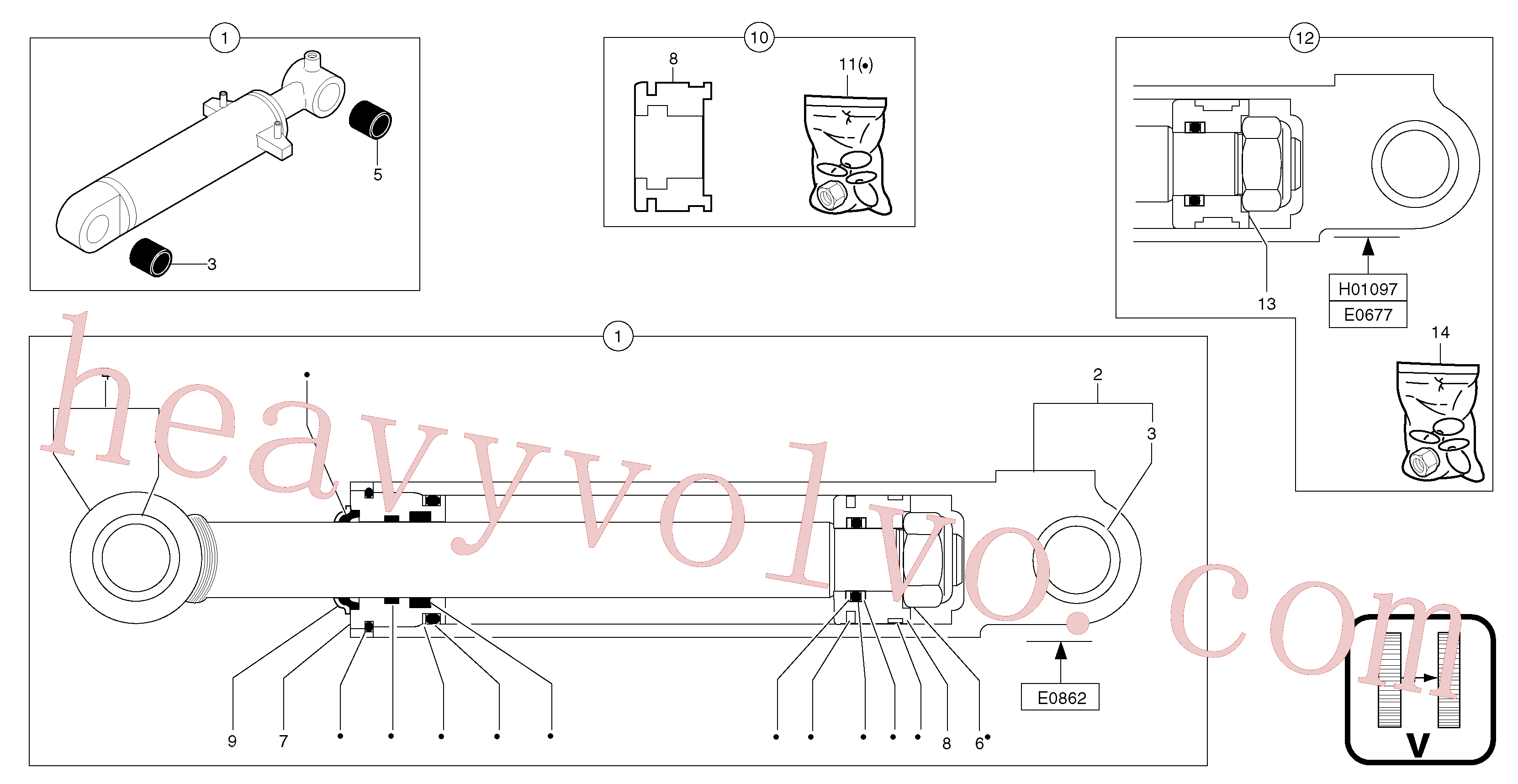 China Made PJ5670862 Cylinder, Dozer blade cylinder parts for Volvo Excavator
