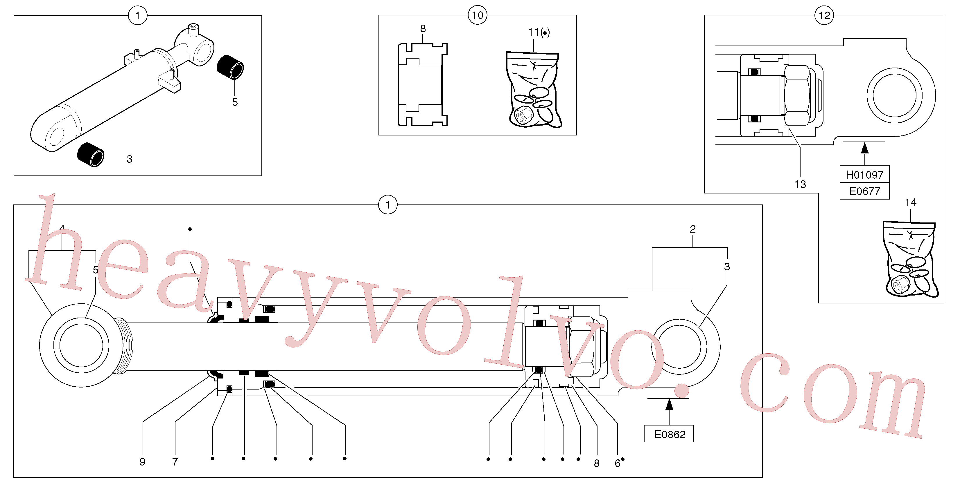 China Made PJ5670862 Cylinder, Dozer blade cylinder parts for Volvo Excavator