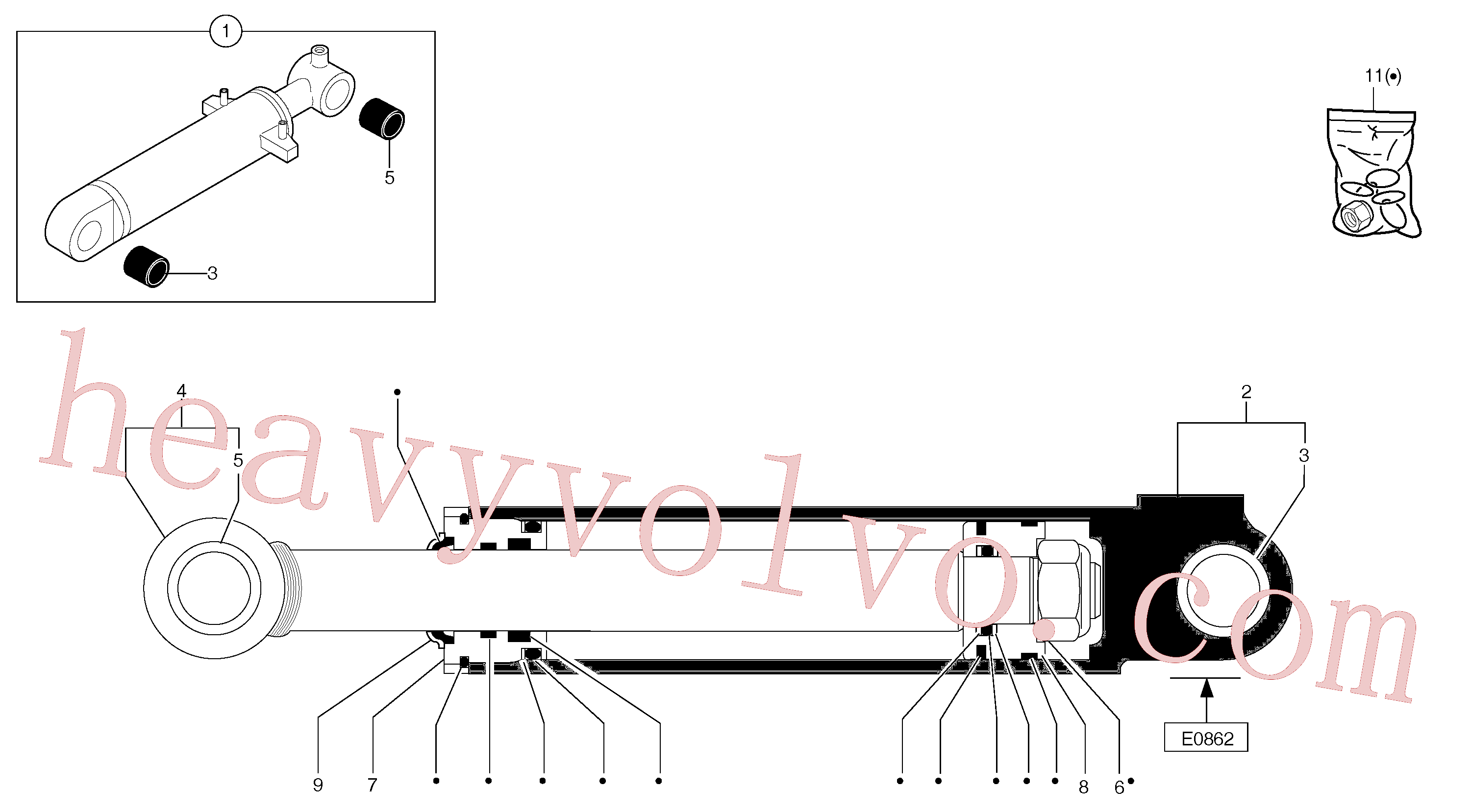 China Made PJ5670862 Cylinder, Dozer blade cylinder parts for Volvo Excavator
