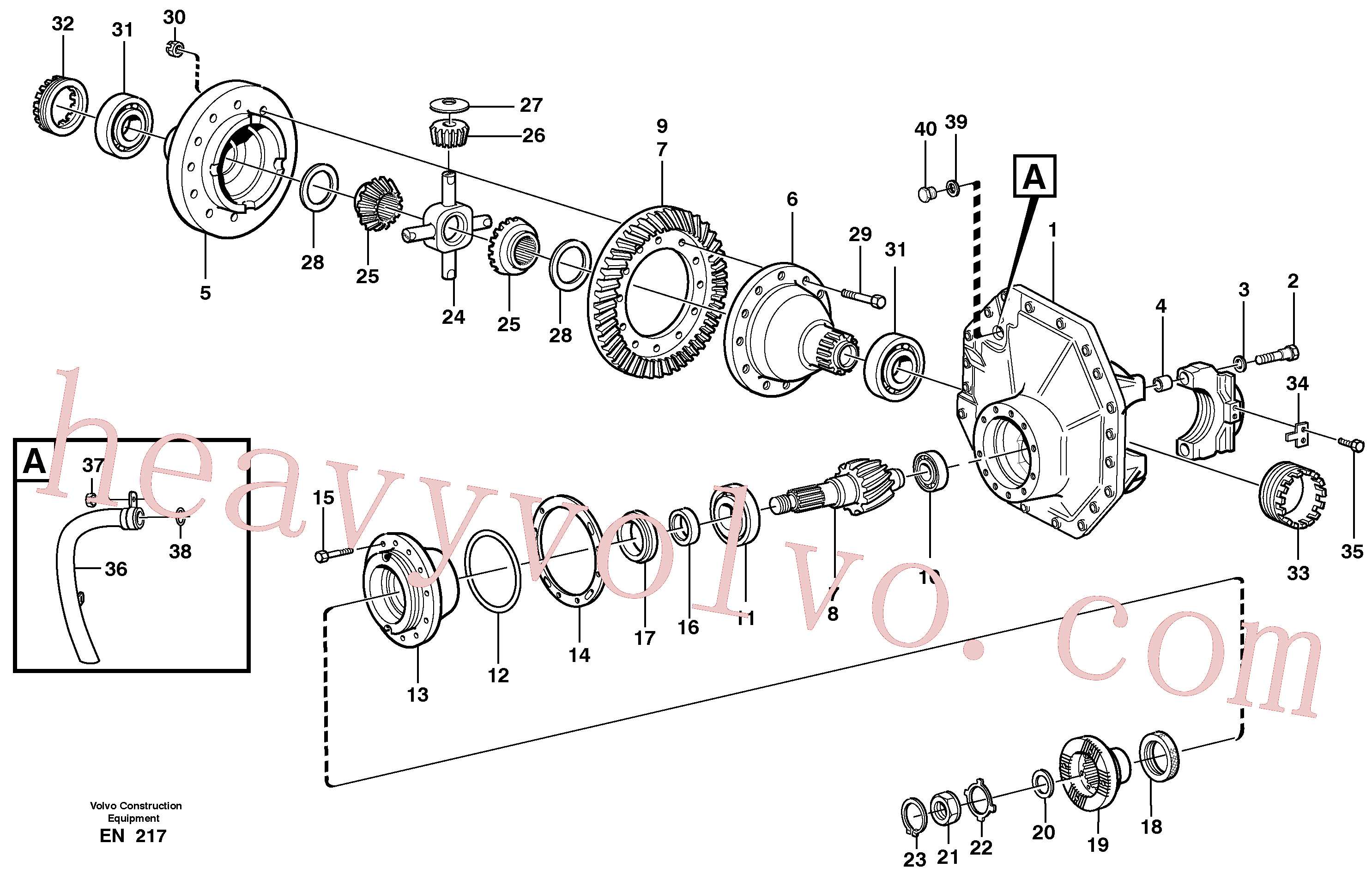 VOE11103175 Differential side gear for Volvo Excavator Parts