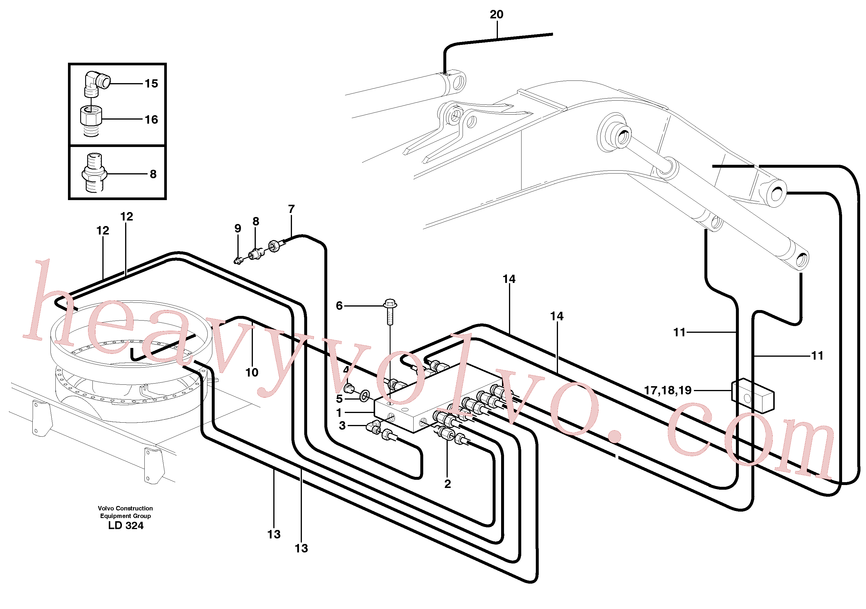 China Made VOE14370227 Nipple parts for Volvo Excavator