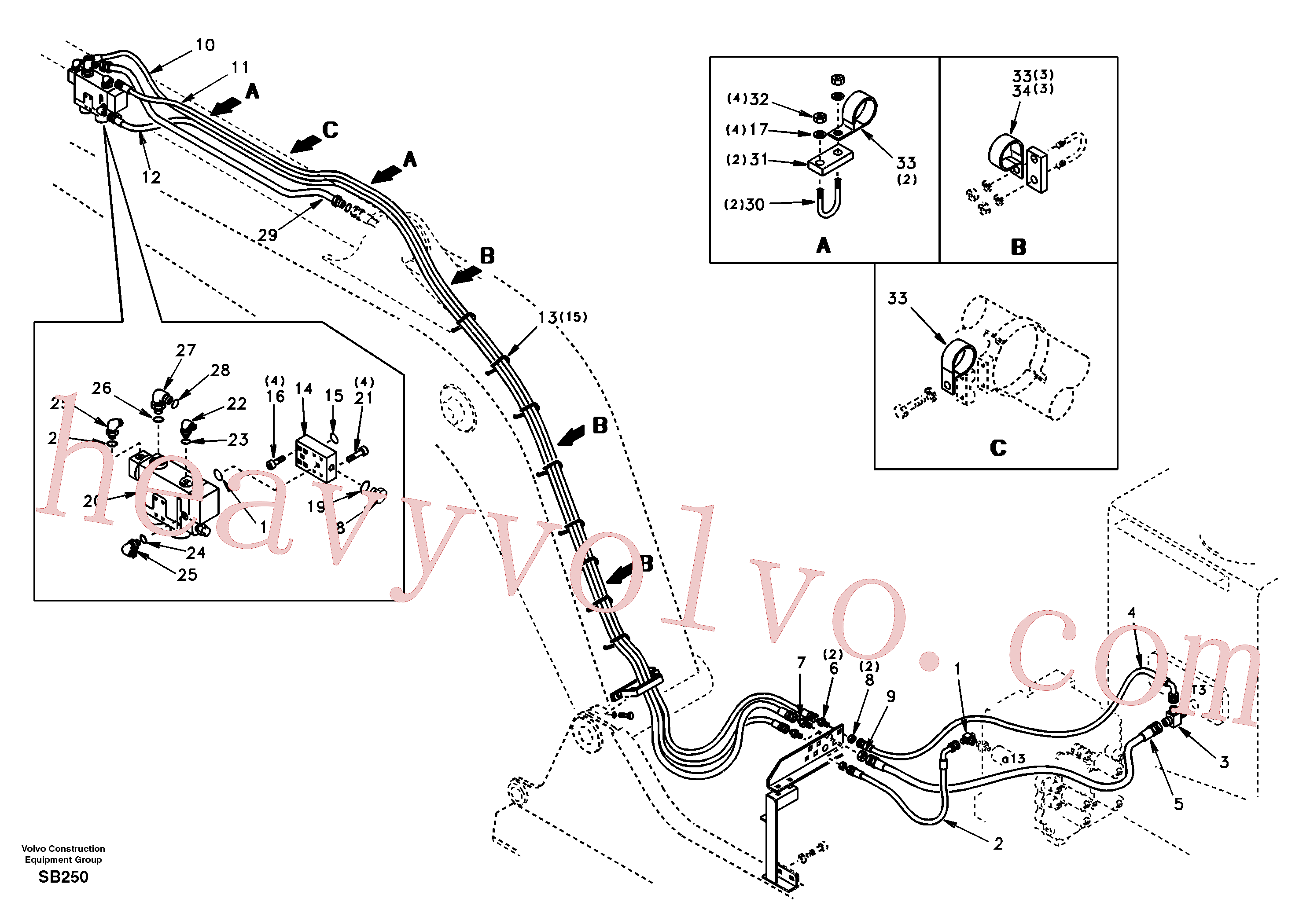China Made SA9466-03233 Hose assembly parts for Volvo Excavator