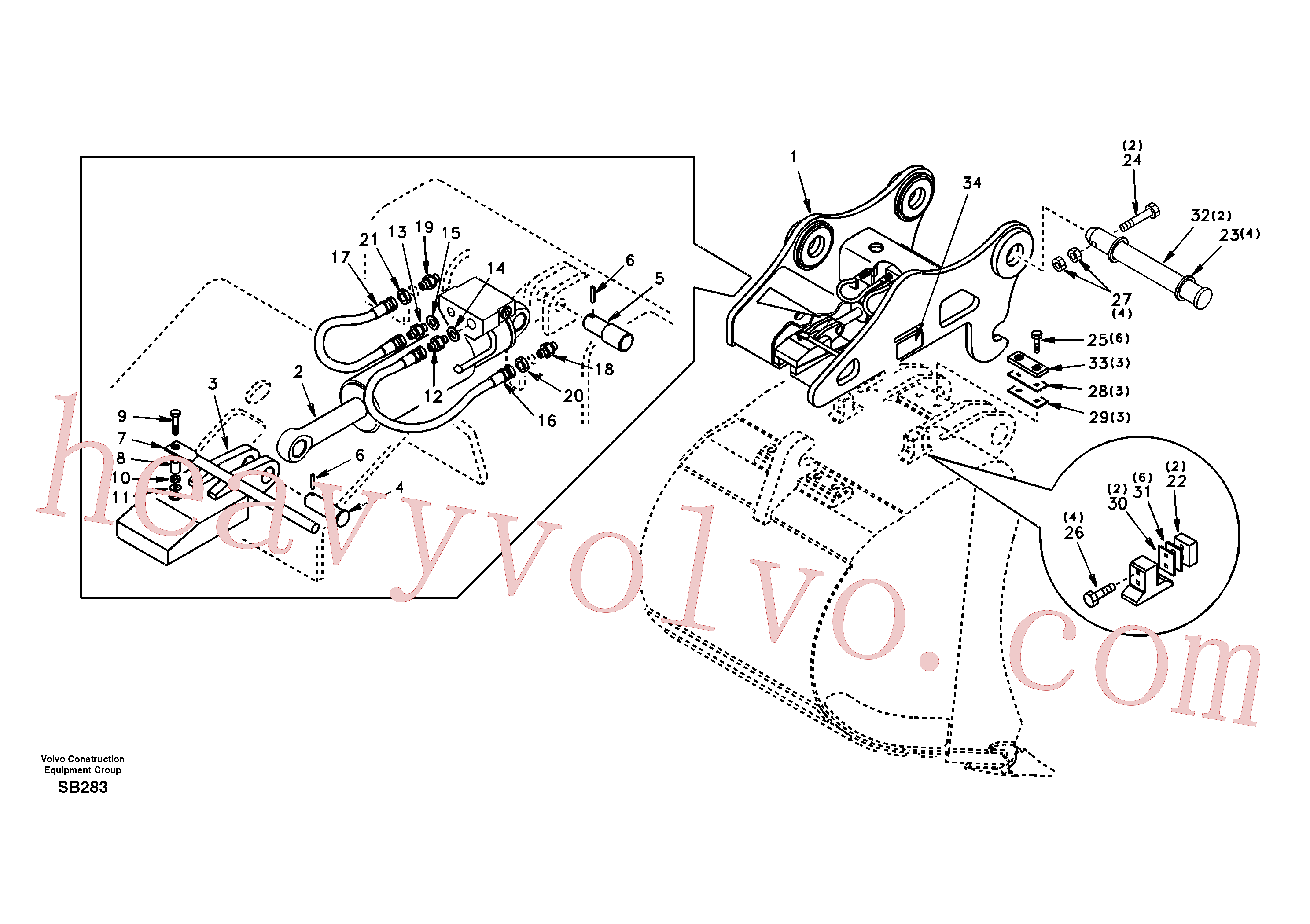 SA1192-02890 Warning decal for Volvo Excavator Parts