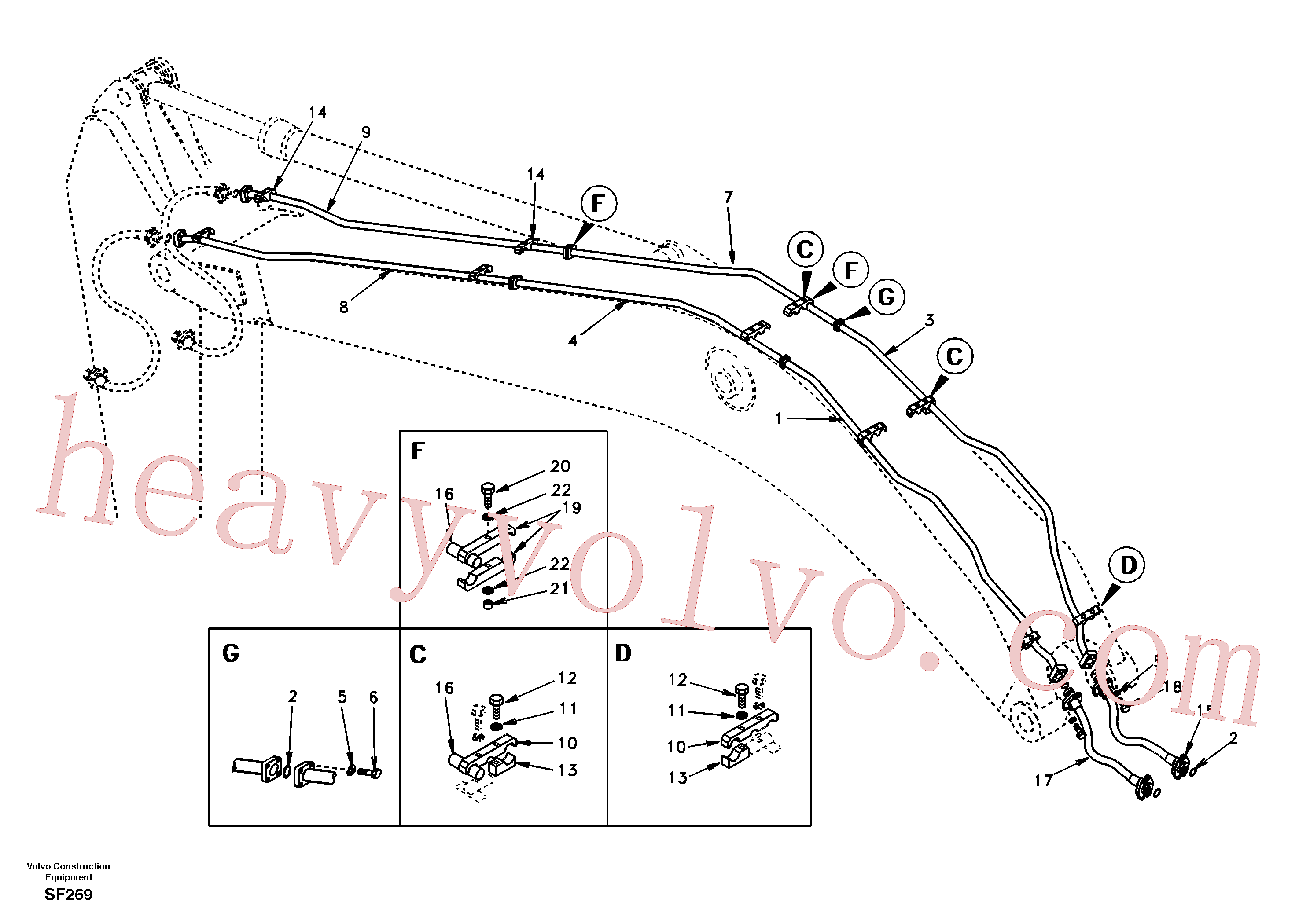 Volvo excavator part SA1174-54840 Pipe for sale