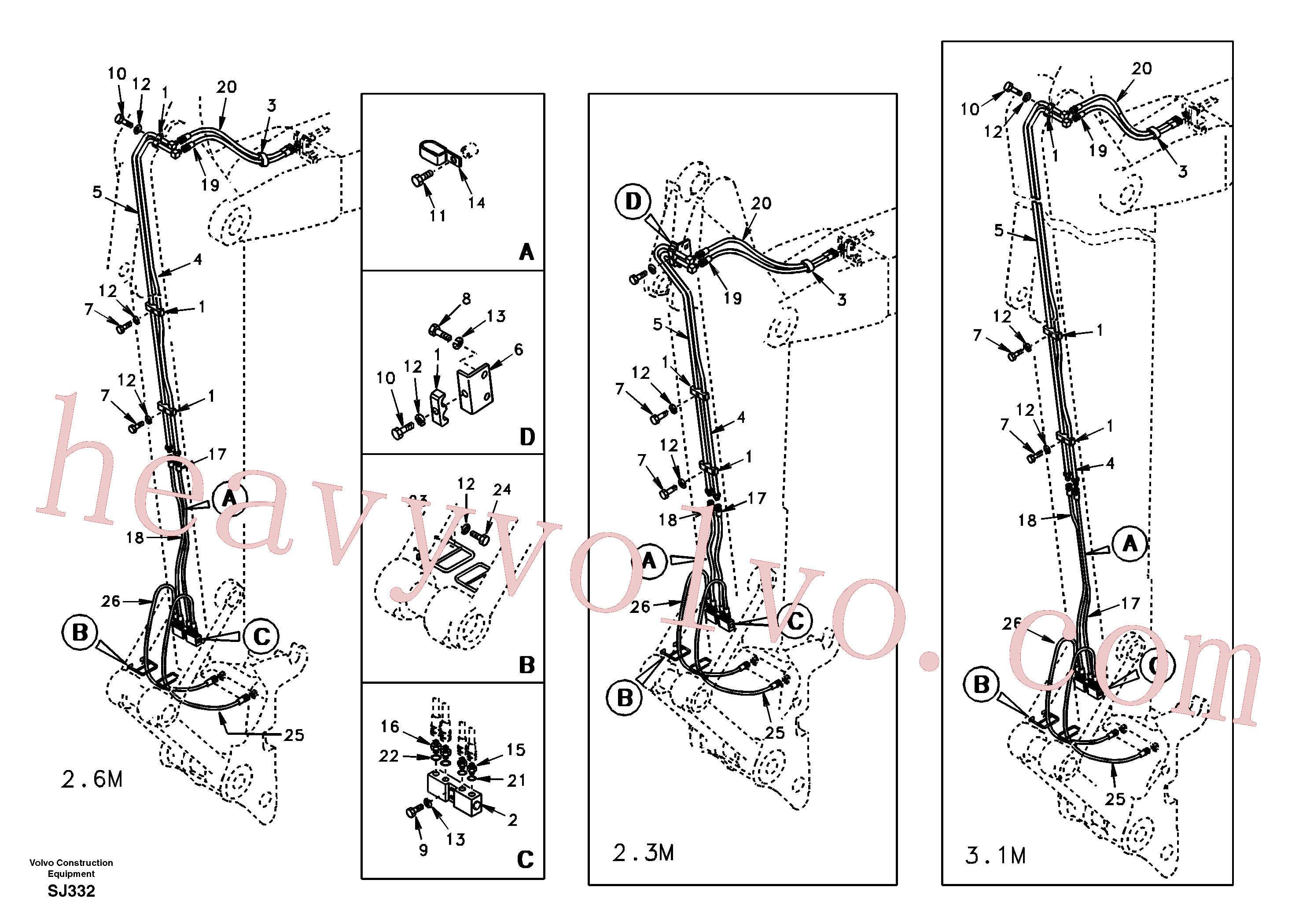 Volvo excavator part SA9451-02616 Hose assembly for sale