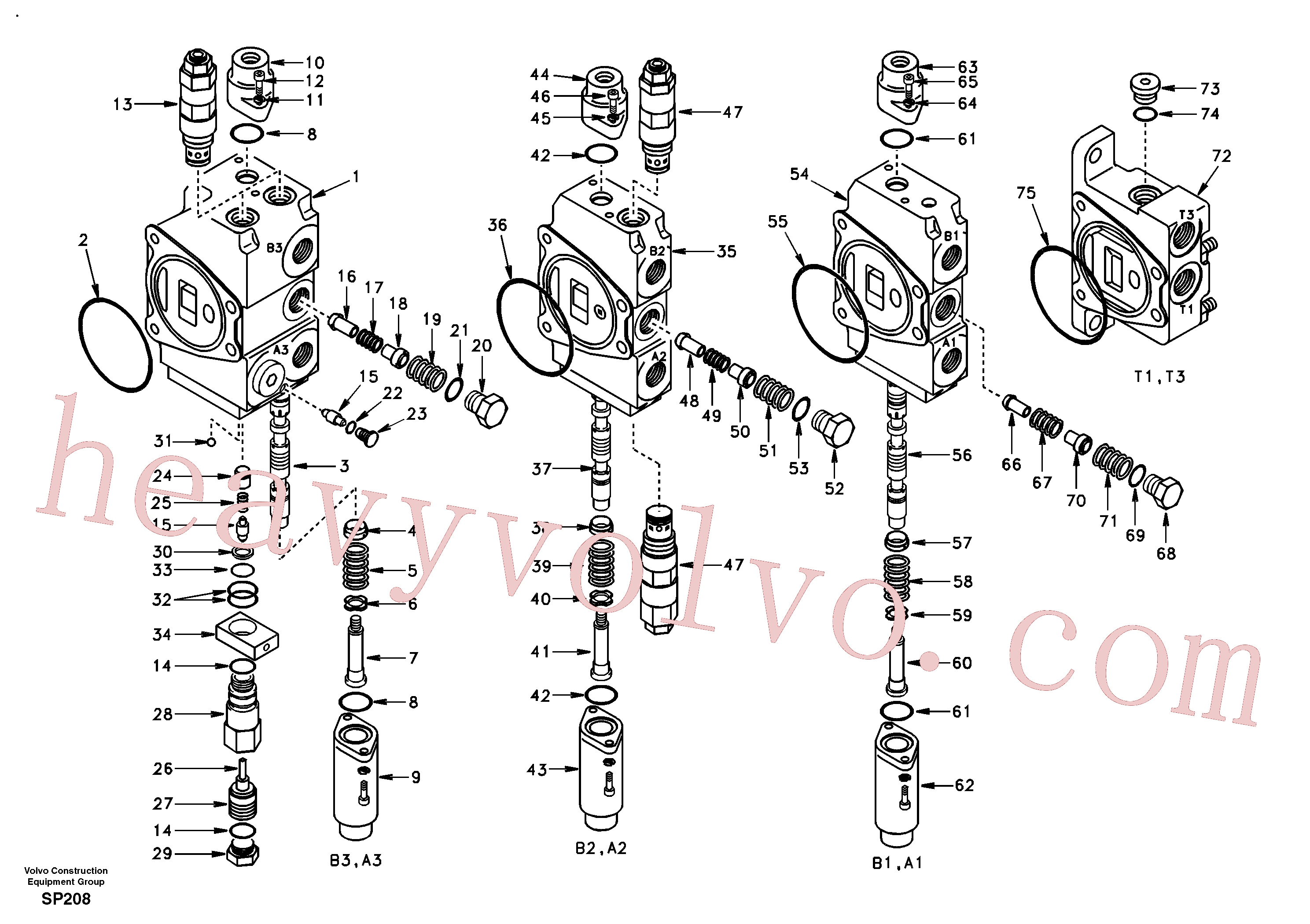 SA7252-01103 Spool for Volvo Excavator Parts