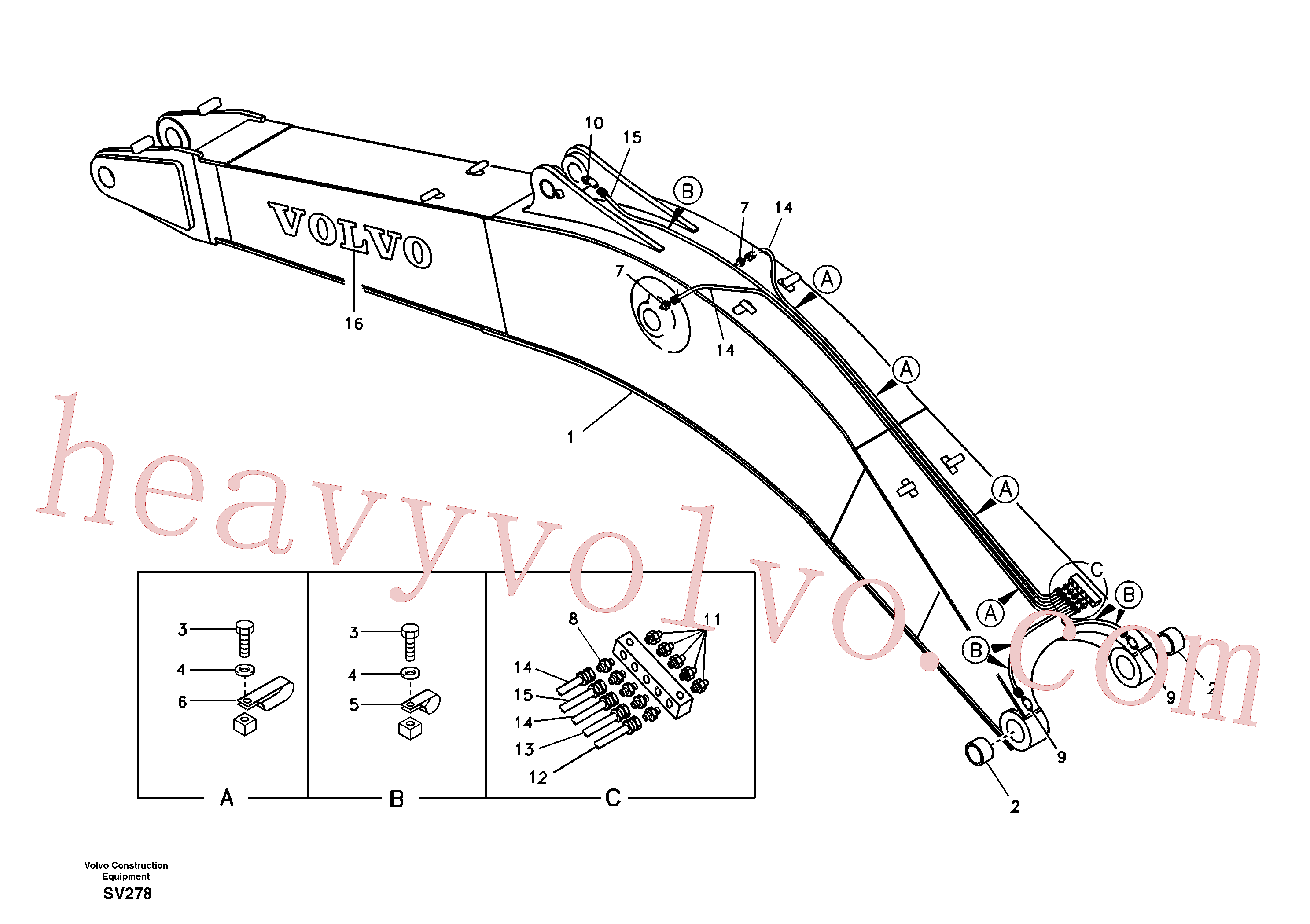 China Made VOE14523061 Boom parts for Volvo Excavator